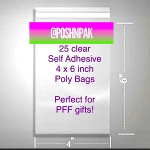 25 Small Clear Poly Bags 4 x 6 inches